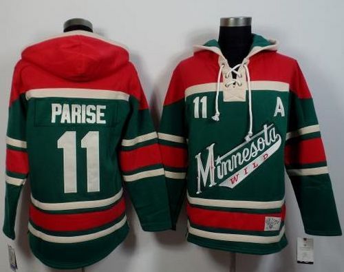 Men's Old Time Hockey Minnesota Wild 11 Zach Parise Red Sawyer Hooded  Sweatshirt Jersey - Authentic
