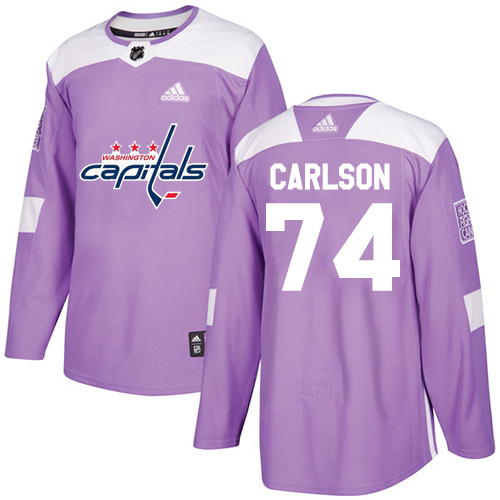 صور فوط فام Adidas Capitals #74 John Carlson Purple Authentic Fights Cancer Stitched NHL Jersey علبة ماء لتر